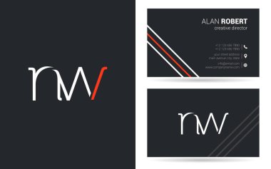 Batı harf logo tasarım kartvizitler, vektör, illüstrasyon 