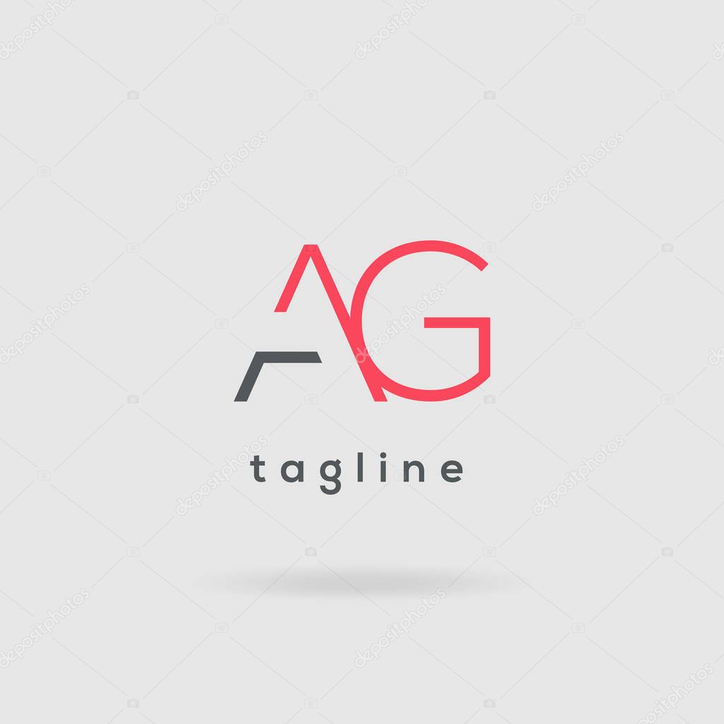 AG business card template on two-toned background, template illustration