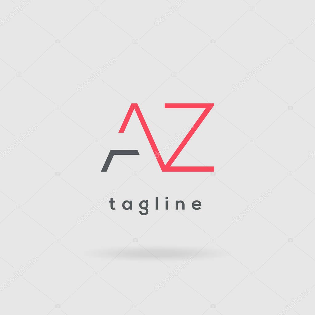 AZ business card template on two-toned background, template illustration