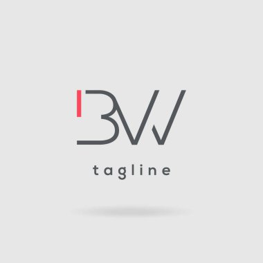 BW harfler gri arka planda çift basit logosu 