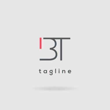 BT harfleri gri arka planda çift basit logosu 