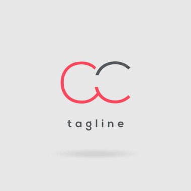 CC harfler gri arka planda çift basit logosu 