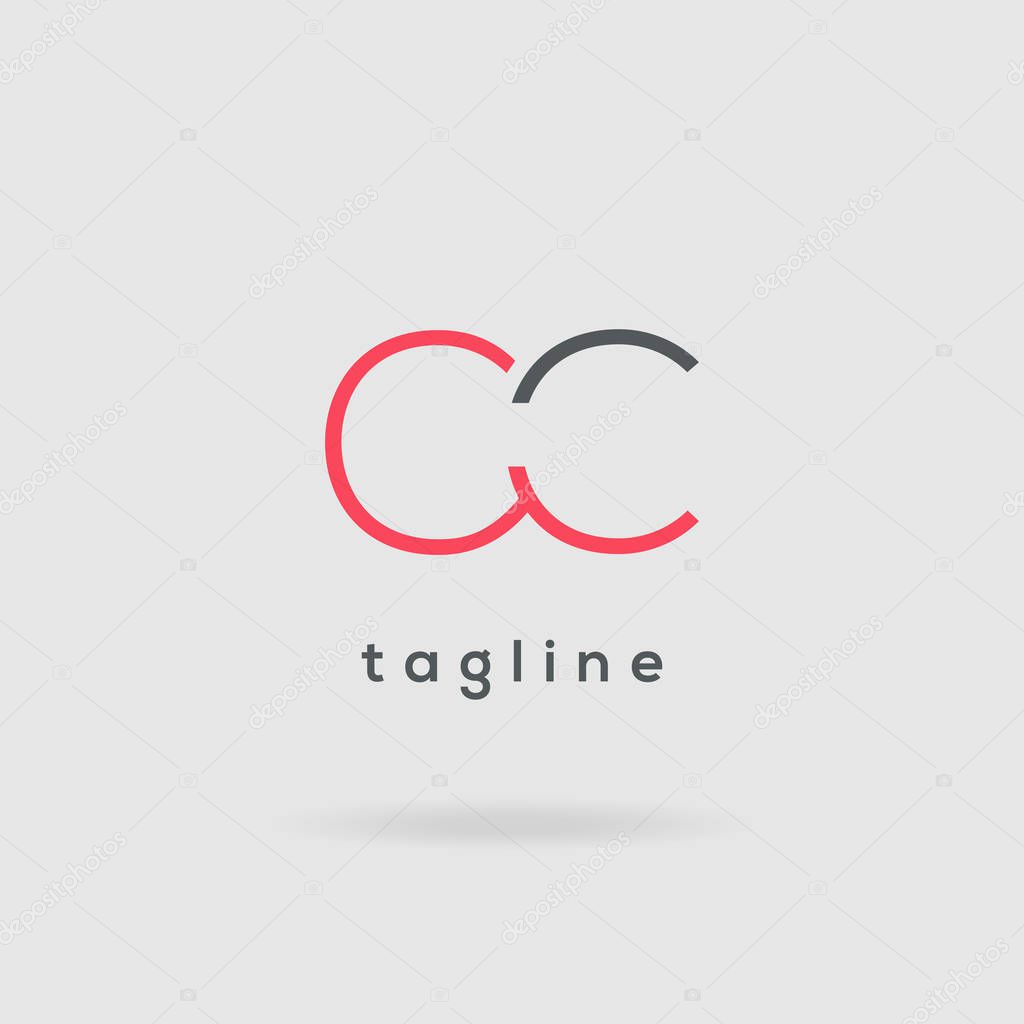 CC letters double simple logo on grey background