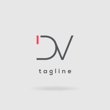Gri arka planda Dv kartvizit şablonu, şablon çizimi 