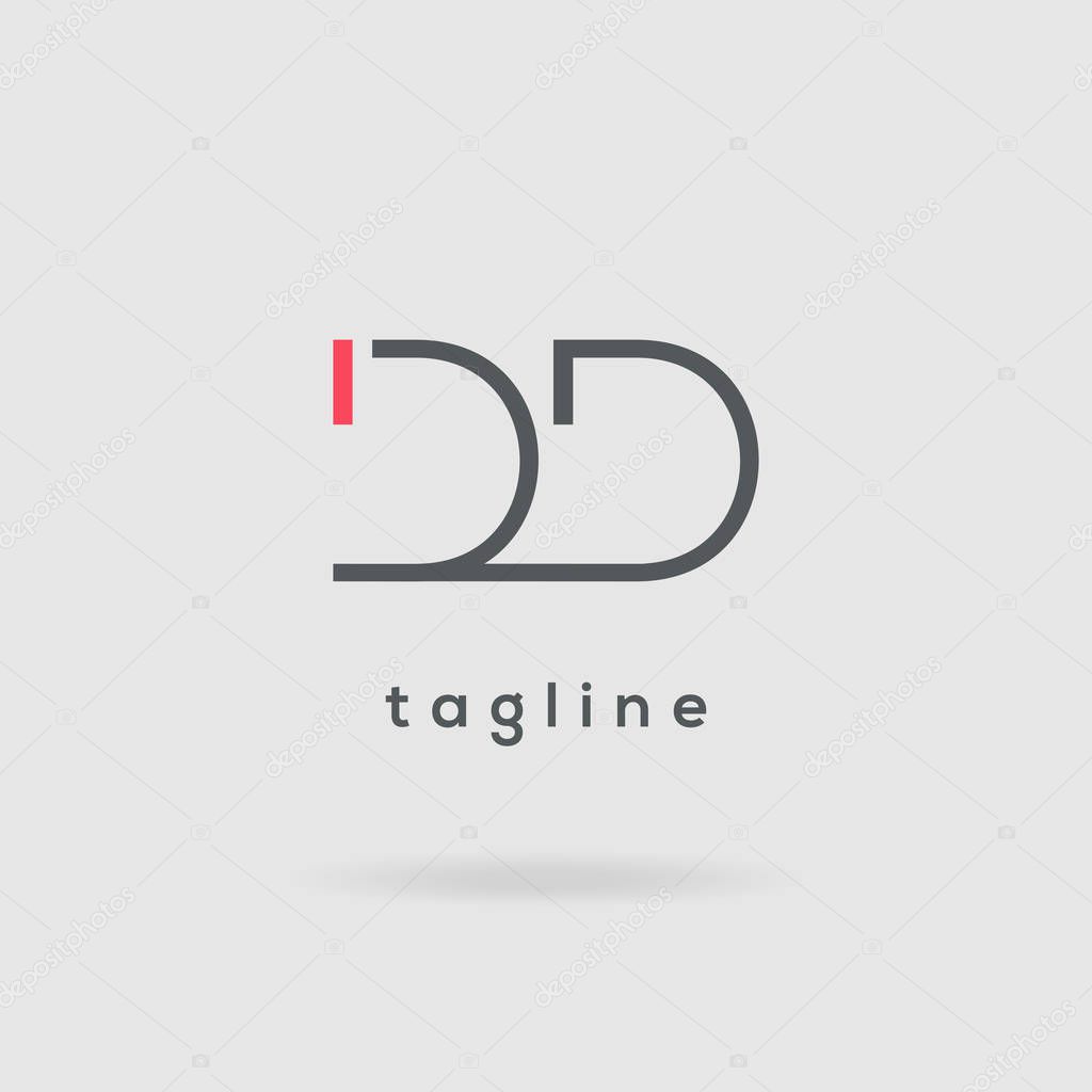 DD business card template on grey background, template illustration