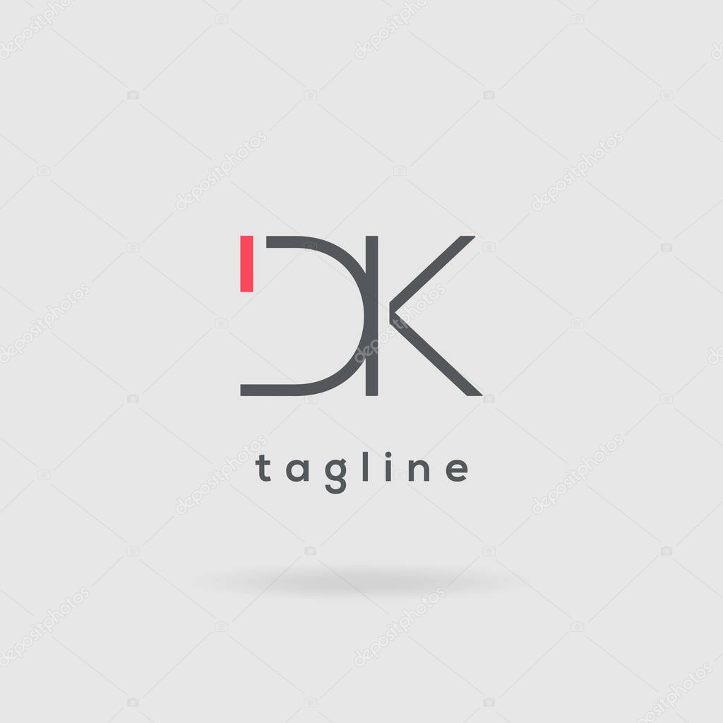 DK business card template on grey background, template illustration
