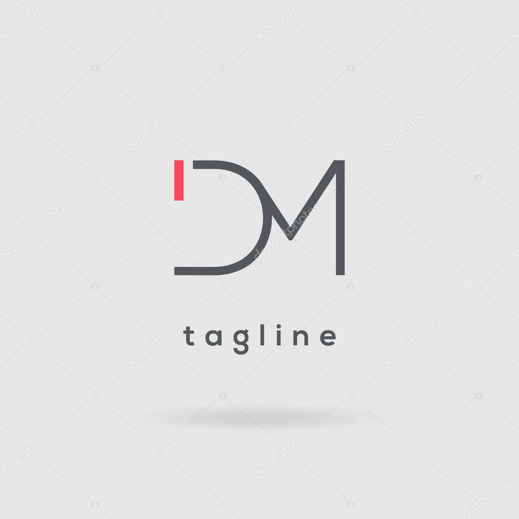 DM business card template on grey background, template illustration
