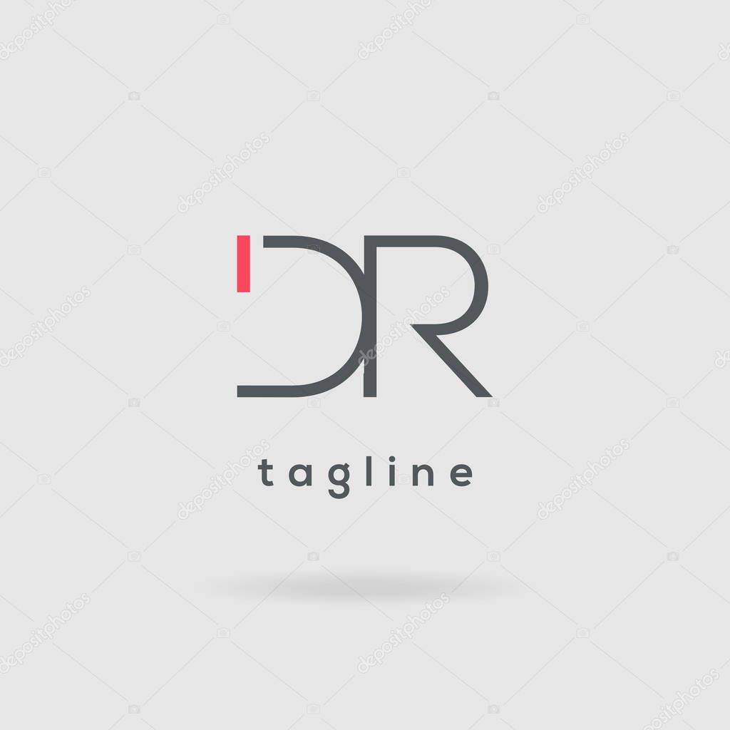 DR business card template on grey background, template illustration