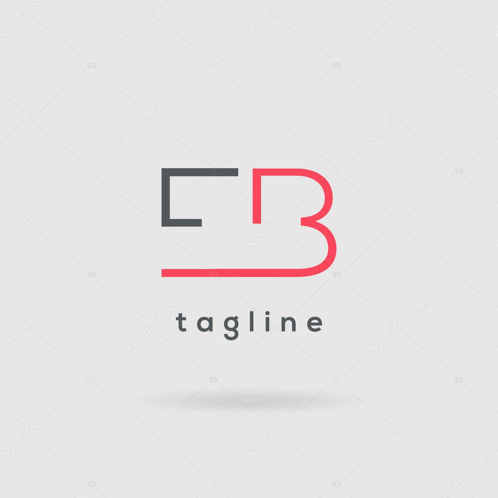 EB business card template on two-toned background, template illustration