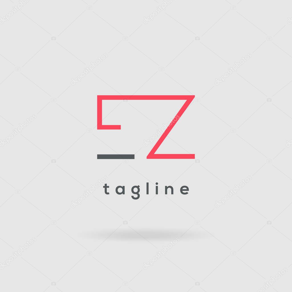 EZ business card template on two-toned background, template illustration