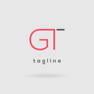 metin sloganı ve harfleri gt ile basit logo vektör illüstrasyon