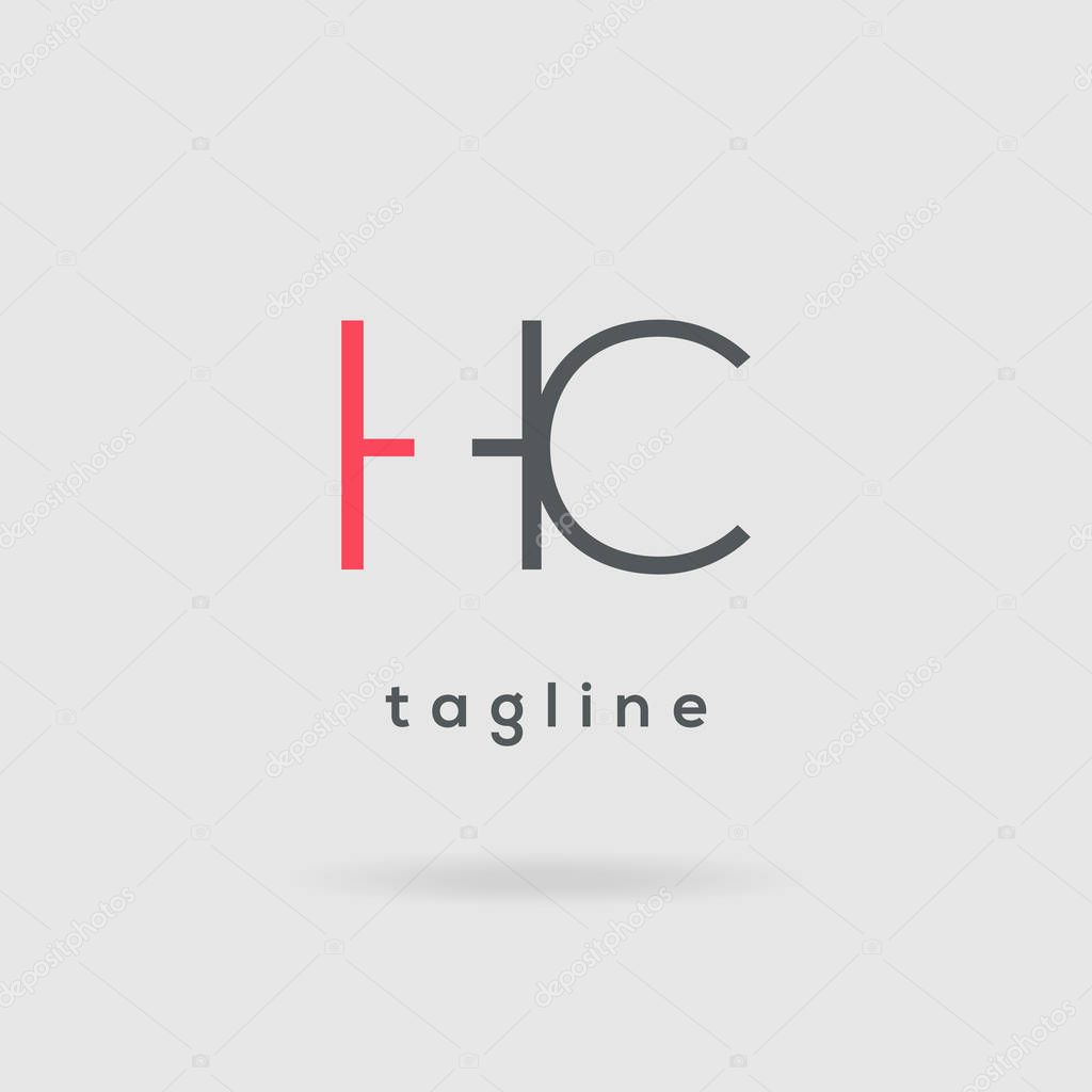 HC business card template on two-toned background, template illustration