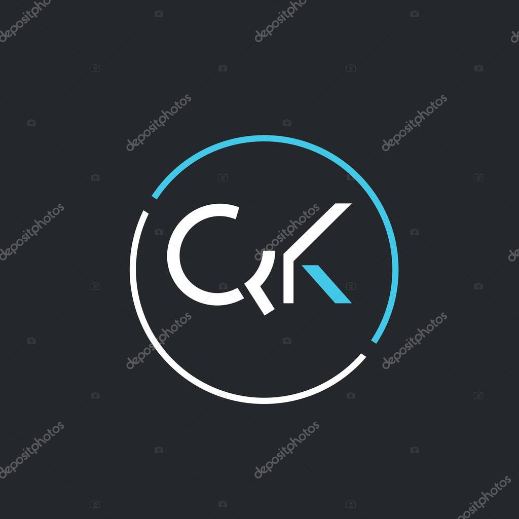 Q and K letters joint logo design vector template