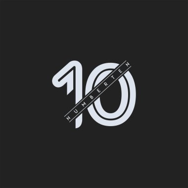 Zarif tasarım ikon vektör numarası, doğrusal rakam 10 numara, koyu arkaplan üzerinde tasarım soyut kavram 