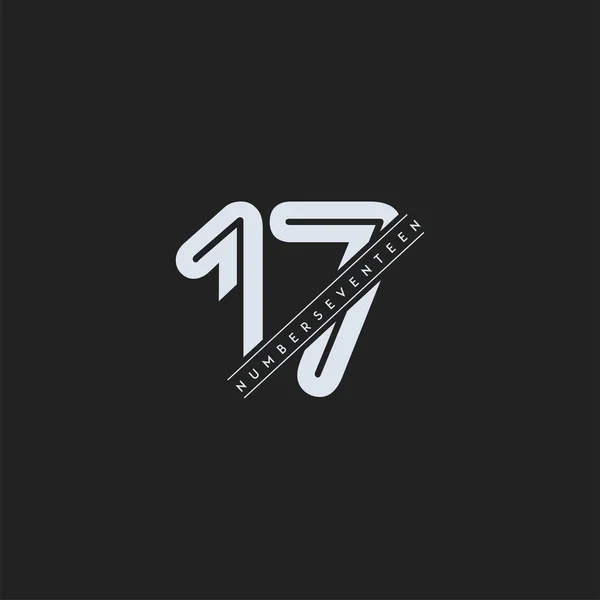 エレガントなデザインアイコンベクトル番号線型数字ロゴ17番暗い背景に抽象的なコンセプトをデザイン — ストックベクタ