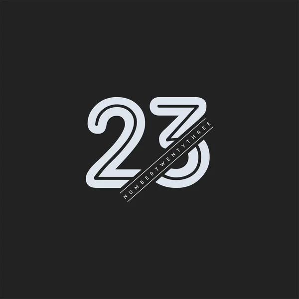 エレガントなデザインのアイコンベクトル番号線形数字ロゴ23番暗い背景に抽象的な概念をデザイン — ストックベクタ