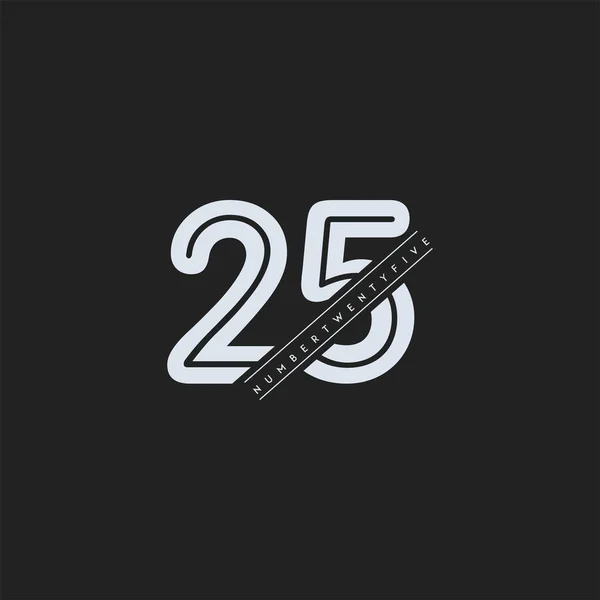 エレガントなデザインのアイコンベクトル番号線形数字ロゴ25番暗黒の背景に抽象的なコンセプトをデザイン — ストックベクタ