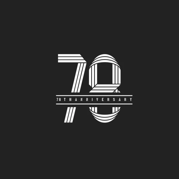 Vetor Dígito Linear Número Aniversário Logotipo Conceito Fundo Escuro — Vetor de Stock