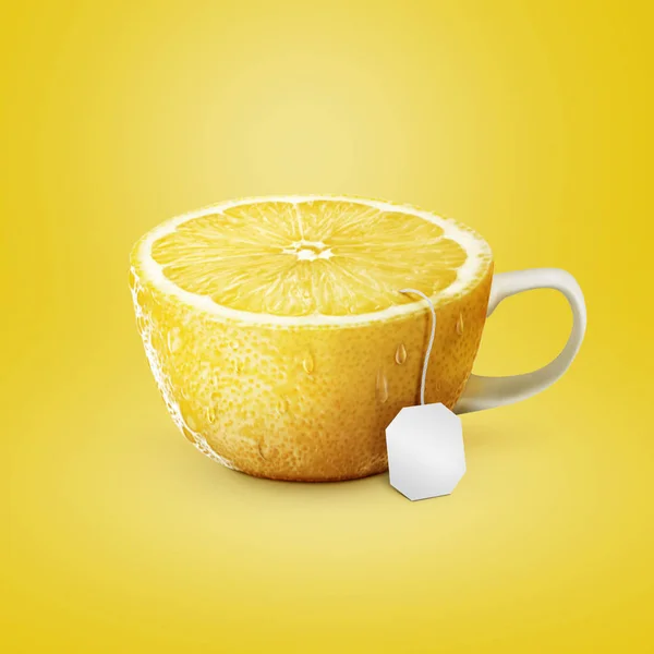 Чай Чашку Вигляді Лимон Стокова Картинка
