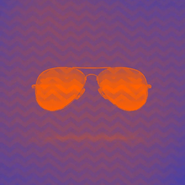 Gafas de sol de neón naranja sobre fondo púrpura con adorno en zig zag . —  Fotos de Stock