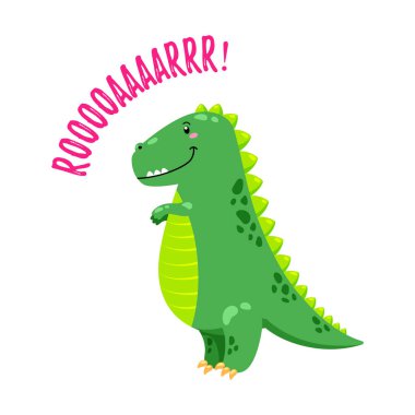 Çizgi film vektör çizim. Şirin Doodle dinozor
