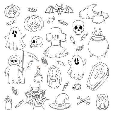 Arka plan, duvar kağıdı, şablon vektör karikatür Doodle Icons Set