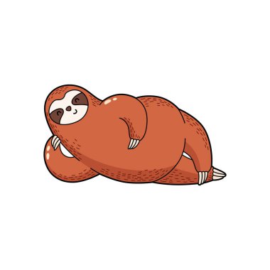 Vektör çizim. Çok güzel çizgi film tembellik. Logo simge