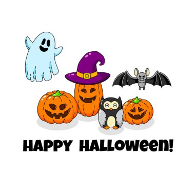 Çizgi film doodle kartı. Cadılar Bayramınız Kutlu Olsun. Arka plan duvar kağıdı