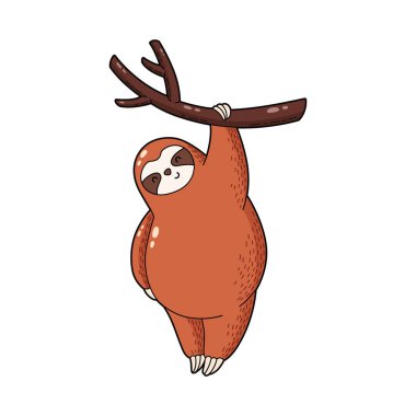 Vektör çizim. Çok güzel çizgi film tembellik. Logo simge