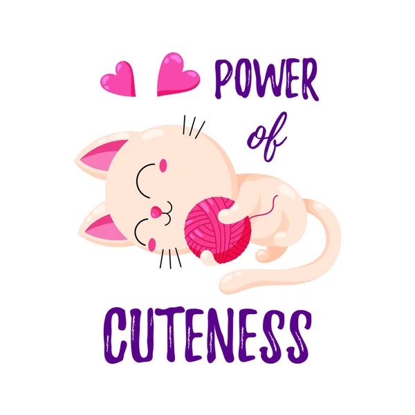 Cute cartoon vector cat, template for postcards