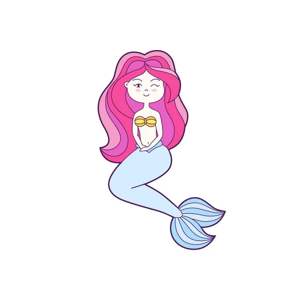 Sirena Divertida Dibujos Animados Parche Placa Adhesiva Iconos Patrón Para — Vector de stock