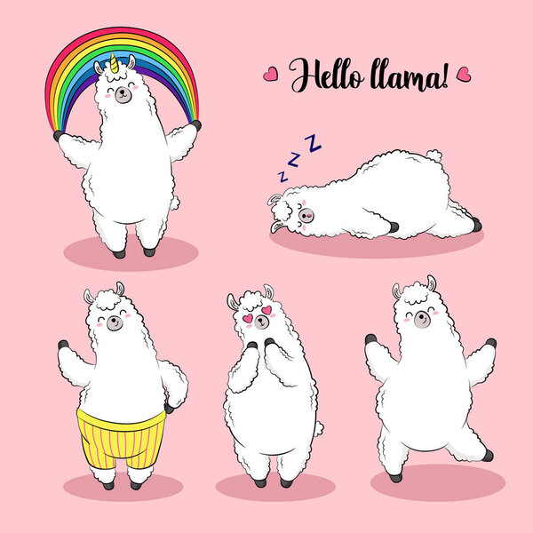 Collection of cartoon characters, stickers patches vector illustration.