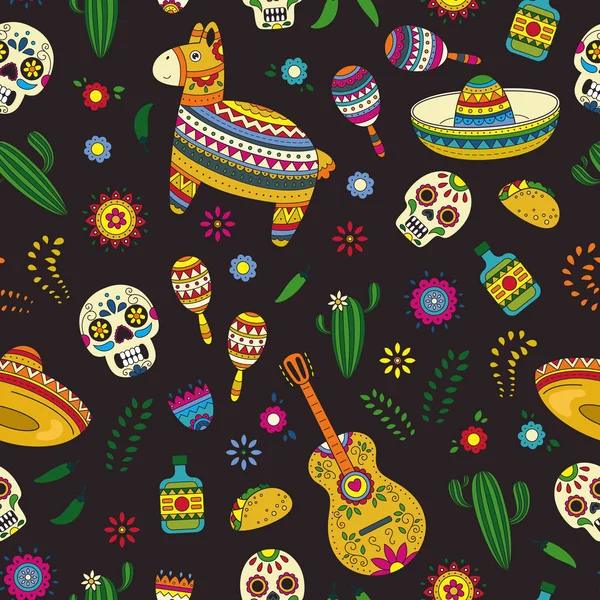 Objets Collection Gribouillis Pour Cinco Mayo Défilé Avec Pinata Maracas — Image vectorielle