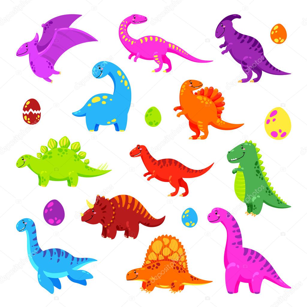 Dinosaur cartoon vector background. Seamless pattern