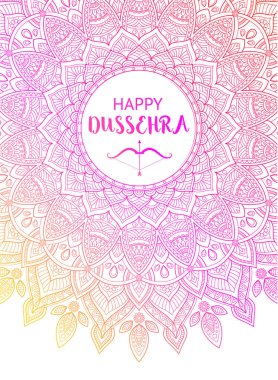 Mutlu Dussehra arka plan ile çiçek mandala dekore edilmiştir.