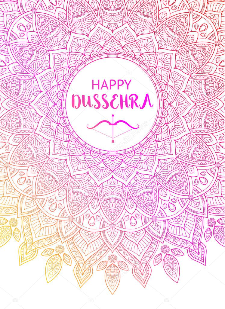 Happy Dussehra background decorated with floral mandala