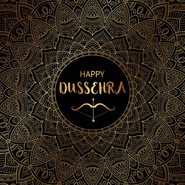 Mutlu Dussehra arka plan süs çiçek altın mandala ile dekore edilmiştir.