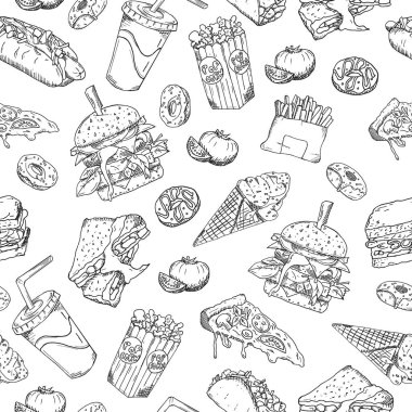 Sorunsuz vektör çizim arka plan, retro illüstrasyon. Duvar kağıdı, fon doku deseninin