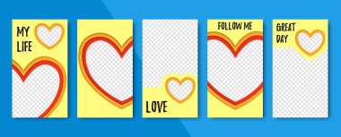 Vektör soyut kalp arka planlar kümesi. Reklam, web tasarım, sosyal ağlar için şablon.