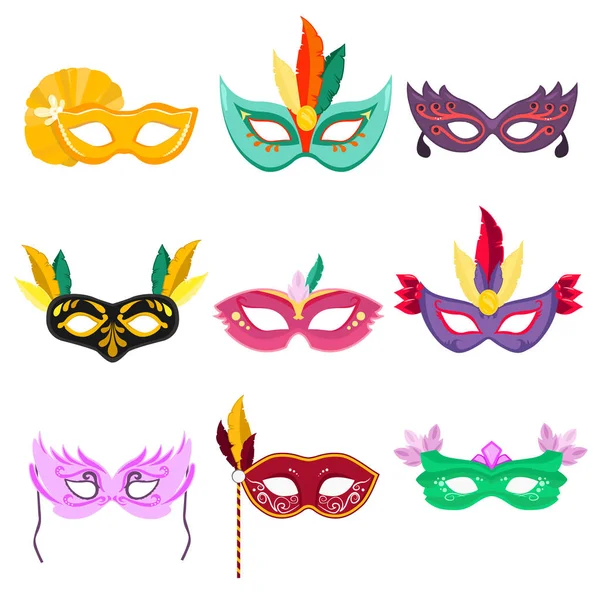 Vektör çizimler kümesi. Venedik maske maske.