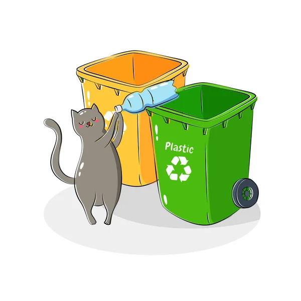 Ilustração Vetorial Reciclar Lixo Classificação Processamento Lixo Utilizar Resíduos —  Vetores de Stock