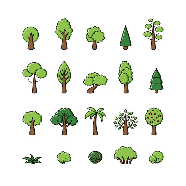 Collection Icônes Arbres Vectoriels Modèle Pour Logo Web Design Publicité — Image vectorielle