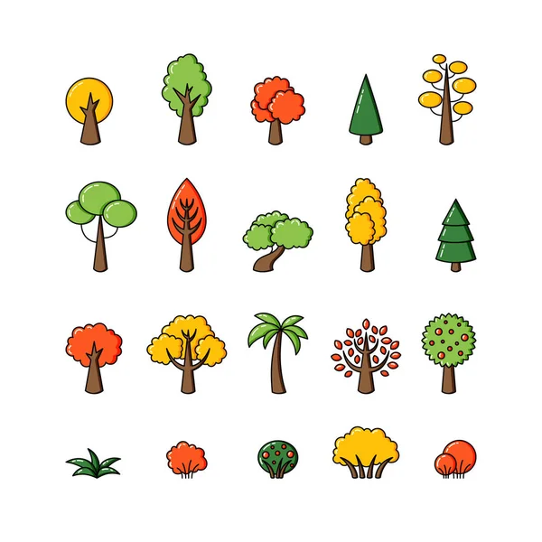 Collection Icônes Arbres Vectoriels Modèle Pour Logo Web Design Publicité — Image vectorielle