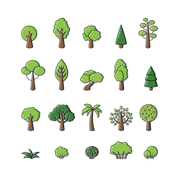 Coleção Ícones Árvore Vetorial Modelo Para Logotipo Web Design Arte — Vetor de Stock