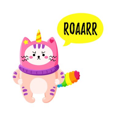 Sevimli çizgi vektör doodle kedi.