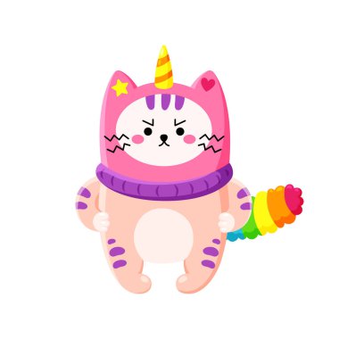 Sevimli çizgi vektör doodle kedi.