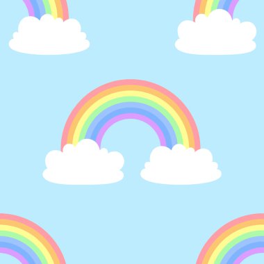 Kesintisiz çizgi film deseni güzel bulutlar ile. Vektör doku.