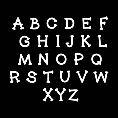 Sevimli karikatür alfabesi. Vector komik yazı tipi. Doodle Illustration