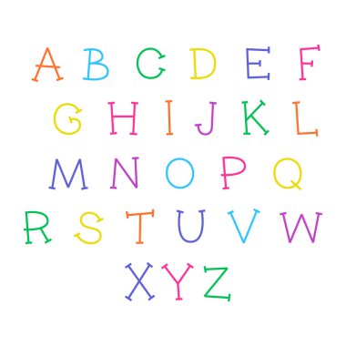 Sevimli karikatür alfabesi. Vector komik yazı tipi. Doodle Illustration