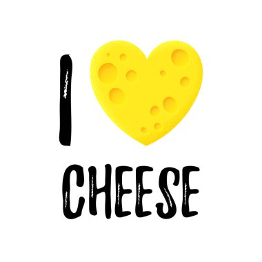 i beyaz arka plan peynir vektör illüstrasyon seviyorum
